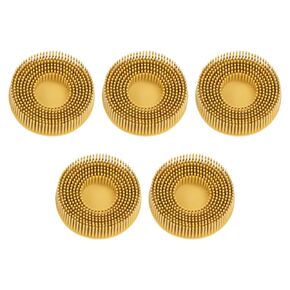 HARFINGTON 5pcs Bristle Disc 3" 80 Grit Abrasive Brush Deburring Electric Disc Brush with Quick Change Roll Lock Abrasive Coating Removal Disc for Metal, Yellow