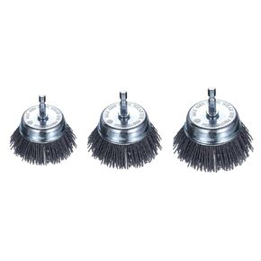 HARFINGTON 3pcs Nylon Filament Wire Wheel Cup Brush for Drill, Abrasive Brushes Set with 1/4" Hex Shank, 1",2",3", Used for Rust/Corrosion/Paint Removal and Scrub Surface