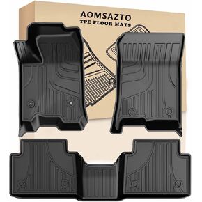 سجادات أرضية مخصصة من AOMSAZTO لسيارة Chevy Silverado 2019-2024 Crew Cab، الصف الأول والثاني، بطانات أرضية لجميع الأحوال الجوية لسيارة شيفروليه سيلفرادو 1500 | 2500 اتش دي | 3500 HD Crew Cab، سجادات سيارة مضادة للانزلاق، أسود