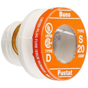 Bussmann BP/S-20 20 Amp Type S Time-Delay Dual-Element Plug Fuse Rejection Base, 125V UL Listed Carded, 2-Pack, Pack of 1