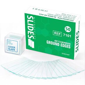 Microscope Slides, Ultra-Clear Microscope Slides and Covers - 50 Slides, 100 Coverslips, Optical Glass Slides for Microscope, Perfect for Experiments and Analyses
