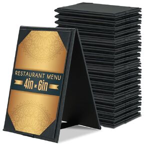 4" × 6" Table Tents, Leatherette PU Leather Double-Sided Menu Holders Menu A-Frame Sign Holders, 2 Side Menu Covers for Restaurant Coffee Cafe Bar Drink Dessert 20 Pack