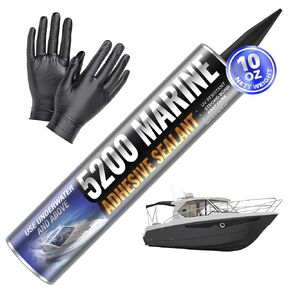 5200 Marine Sealant - Fast Cure, High Bond Strength, UV Resistant Underwater Sealant, Marine Adhesive Sealant for Boats, Hulls, Decks, & RVs - 5200 Marine Sealant White with Gloves, Nozzle and 10 oz