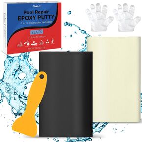 Epoxy Putty - 8oz Epoxy Pool Putty 2 in 1 Underwater or Above Repair Putty for Fixing Leaks, Cracks, Repairing, Filling, Sculpting - 2 Part Epoxy Glue for Metal, Tile, Concrete, Ceramics (Black)