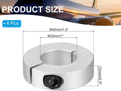 PATIKIL Bore 4mm Single Split Shaft Collar 18mm OD 8mm Thickness, 4 Pack 45#Carbon Steel Locking Collar Clamp Style with Set Screw for Machine Tools Industry, Black in Saudi Arabia
