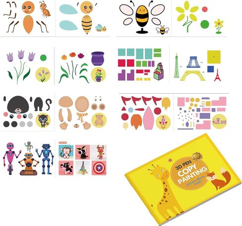 3D Pen Copy Printing Picture Album Book, Over 50+Patterns Images, Include Animal Transportation Building, 3D Pen Drawing Book DIY Gift (Small B) in Kuwait