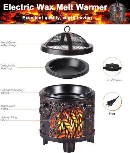 Wax Warmers for Scented Wax, Candle Wax Melt Warmer, Electric Wax Warmer Fireplace Wax Burner, Oil Burner for Scented Oil Spa Home Office Bedroom in Kuwait