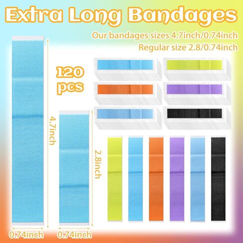 120 Pcs Extra Long Flexible Fabric Bandages, 4.75 x 0.75 Inch Adhesive Strip Bandages Non Latex Finger Bandages for Oversized Hands and Feet, Construction Workers Carpenters in Kuwait