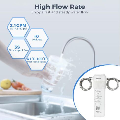 WK18 Under Sink Water Filter, 18000GPD Under Counter Water Filtration System, Long Lasting Water Direct Connect Filtration System Reduces Lead Chlorine Bad Taste Odor, NSF Certified in Saudi Arabia