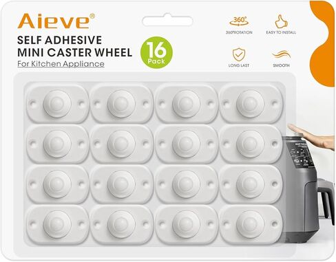 عجلات الأجهزة من Aieve لأجهزة المطبخ، 16 قطعة منزلق للأجهزة، عجلات صغيرة ذاتية اللصق، عجلات دوارة لسطح الطاولة in Kuwait