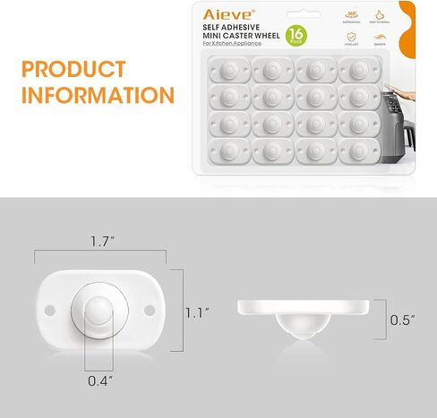 عجلات الأجهزة من Aieve لأجهزة المطبخ، 16 قطعة منزلق للأجهزة، عجلات صغيرة ذاتية اللصق، عجلات دوارة لسطح الطاولة in Kuwait