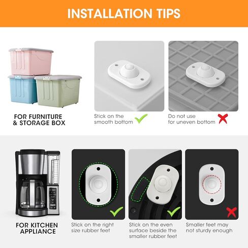 عجلات الأجهزة من Aieve لأجهزة المطبخ، 16 قطعة منزلق للأجهزة، عجلات صغيرة ذاتية اللصق، عجلات دوارة لسطح الطاولة in Kuwait