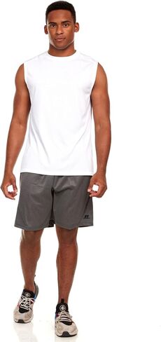 قميص Russell Athletic للرجال Dri-Power Muscle Performance بدون أكمام، قميص رياضي لكرة السلة، صالة الألعاب الرياضية، التمرين، الشاطئ، قميص التمرين، أحمر، مقاس متوسط in Kuwait