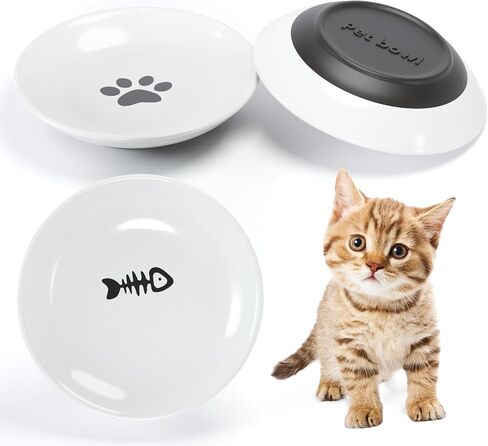 ​3 PCS Cat Food Bowls Diameter 5 inch,Kitten Food Bowl,Cat Food Bowls for Indoor Cats，Anti Whisker Fatigue Cat,Shallow Wide,Non-Slip Silicone Bottom,Cat Dishes for Food and Water. in Saudi Arabia