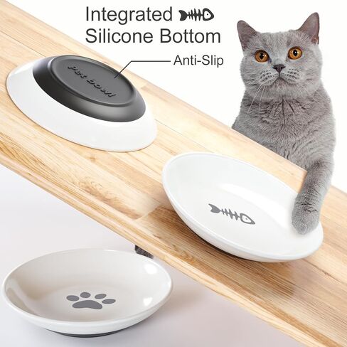 ​3 PCS Cat Food Bowls Diameter 5 inch,Kitten Food Bowl,Cat Food Bowls for Indoor Cats，Anti Whisker Fatigue Cat,Shallow Wide,Non-Slip Silicone Bottom,Cat Dishes for Food and Water. in Saudi Arabia