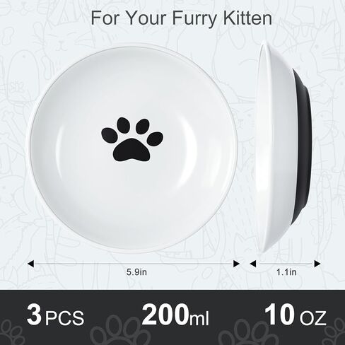 ​3 PCS Cat Food Bowls Diameter 5 inch,Kitten Food Bowl,Cat Food Bowls for Indoor Cats，Anti Whisker Fatigue Cat,Shallow Wide,Non-Slip Silicone Bottom,Cat Dishes for Food and Water. in Saudi Arabia