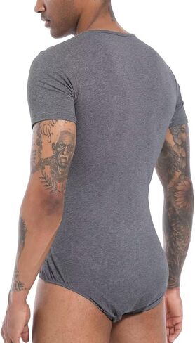 Mens Print Onesie Short Sleeve Romper Pajama One Piece Snap Down Crotch Bodysuit Rompers - Little Space in Kuwait