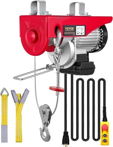 VEVOR 2-in-1 Electric Hoist Winch, 1100 lbs Lift Capacity, 1500W Portable Power Winch Crane, 22.9 ft Lifting Height, 13 ft/min with Wired Remote Control, for Garage, Warehouse, Factory Lifting Towing in Saudi Arabia