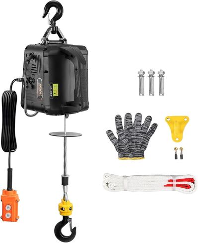 VEVOR 2-in-1 Electric Hoist Winch, 1100 lbs Lift Capacity, 1500W Portable Power Winch Crane, 22.9 ft Lifting Height, 13 ft/min with Wired Remote Control, for Garage, Warehouse, Factory Lifting Towing in Saudi Arabia