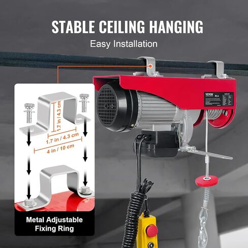 VEVOR 2-in-1 Electric Hoist Winch, 1100 lbs Lift Capacity, 1500W Portable Power Winch Crane, 22.9 ft Lifting Height, 13 ft/min with Wired Remote Control, for Garage, Warehouse, Factory Lifting Towing in Saudi Arabia