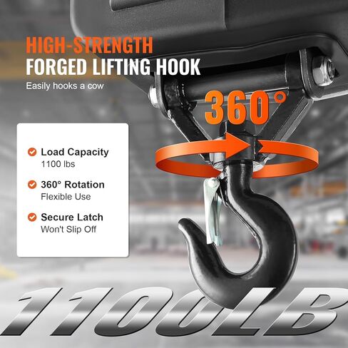 VEVOR 2-in-1 Electric Hoist Winch, 1100 lbs Lift Capacity, 1500W Portable Power Winch Crane, 22.9 ft Lifting Height, 13 ft/min with Wired Remote Control, for Garage, Warehouse, Factory Lifting Towing in Saudi Arabia