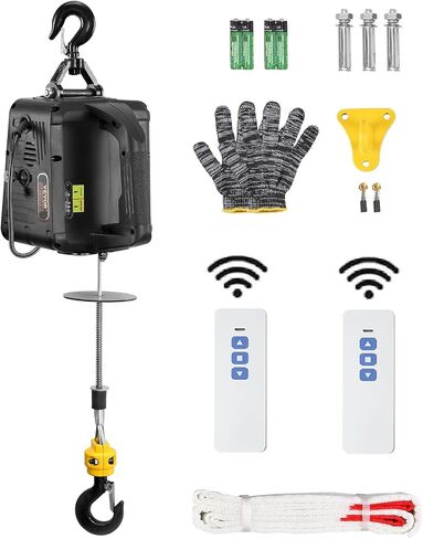 VEVOR 2-in-1 Electric Hoist Winch, 1100 lbs Lift Capacity, 1500W Portable Power Winch Crane, 22.9 ft Lifting Height, 13 ft/min with Wired Remote Control, for Garage, Warehouse, Factory Lifting Towing in Saudi Arabia