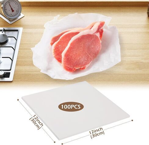 GeeRic 100 Pcs Freezer Papers, 12 * 12 Inch Butcher Paper, Coated Moisture Resistant Wrap, Protect Against Freezer Burn in Kuwait