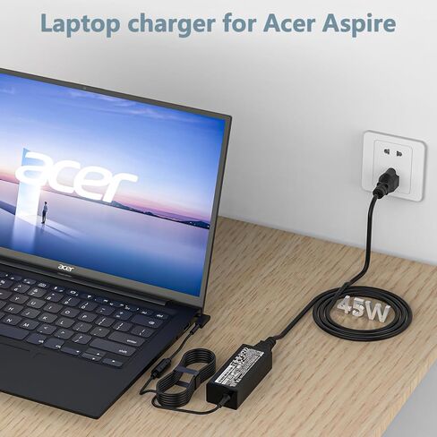 أسباير سلسلة محول التيار المتردد شاحن الكمبيوتر المحمول Chromebook 45W 19V 2.37A لشركة أيسر أسباير 5 A515-44 A515-46 A515-54 A515-54G A515-55 A515-56 A517-52 Chromebook R11 سلسلة سلك الطاقة in Kuwait