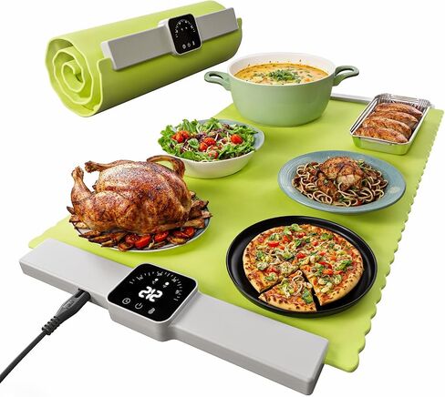 Food Warming Mat, Electric Warming Tray with 5 Temp-Settings, Quick Heating Pad for Food with Auto-Off Timer, Rollable & Portable Food Warmers for Parties Buffet, Food Warming Pad Silicone in Saudi Arabia