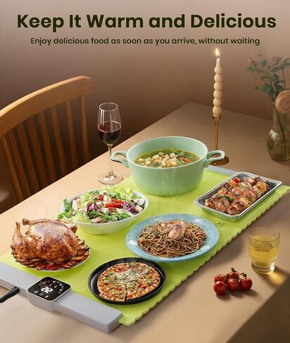 Food Warming Mat, Electric Warming Tray with 5 Temp-Settings, Quick Heating Pad for Food with Auto-Off Timer, Rollable & Portable Food Warmers for Parties Buffet, Food Warming Pad Silicone in Saudi Arabia