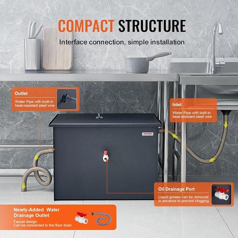 VEVOR Grease Trap Commercial Dish Racks, 50LB, Black in Saudi Arabia