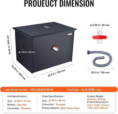 VEVOR Grease Trap Commercial Dish Racks, 50LB, Black in Saudi Arabia