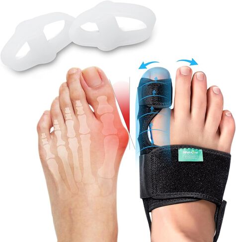 Welnove Bunion Corrector Women & Men Big Toe: 1 Pair Bunion Splint Brace - Adjustable Bunion Correction with Soft Gel - Bunion Pads for Pain Relief - Toe Straightener with Non-slip Strap in Saudi Arabia