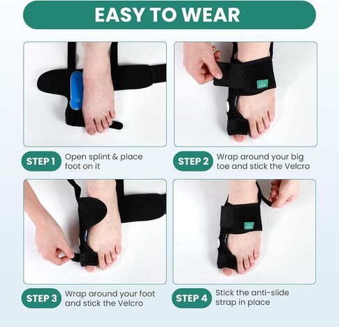 Welnove Bunion Corrector Women & Men Big Toe: 1 Pair Bunion Splint Brace - Adjustable Bunion Correction with Soft Gel - Bunion Pads for Pain Relief - Toe Straightener with Non-slip Strap in Saudi Arabia