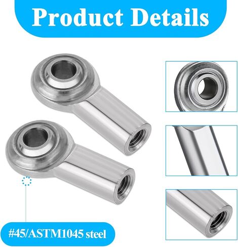 5/16 Heim Joints Rod End Kit, 2PCS Rod End Bearing Stainless Female Rod End Bearing, 5/16-24 Right Hand Thread with Jam Nuts, Self-Lubricating Joint Rod Ends Bearing with Stud in Saudi Arabia