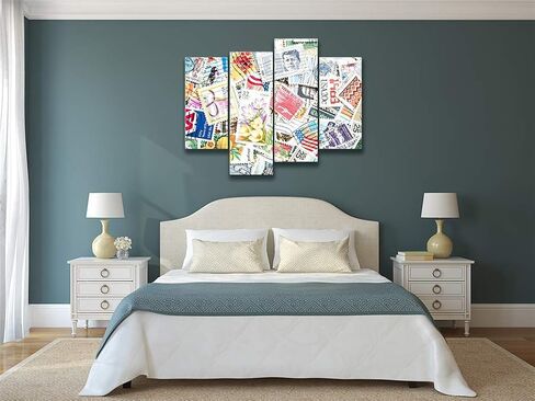USA Postage Stamp Pharmacy Canvas Wall Art Hanging Paintings Modern Artwork Abstract Picture Prints Home Decoration Gift Unique Designed Framed 4 panel in Saudi Arabia