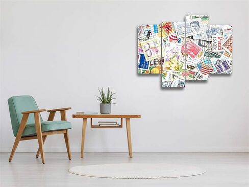 USA Postage Stamp Pharmacy Canvas Wall Art Hanging Paintings Modern Artwork Abstract Picture Prints Home Decoration Gift Unique Designed Framed 4 panel in Saudi Arabia
