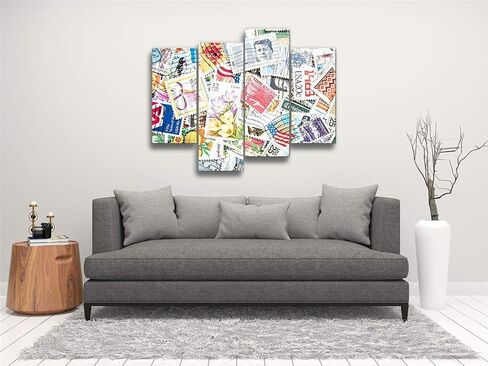 USA Postage Stamp Pharmacy Canvas Wall Art Hanging Paintings Modern Artwork Abstract Picture Prints Home Decoration Gift Unique Designed Framed 4 panel in Saudi Arabia