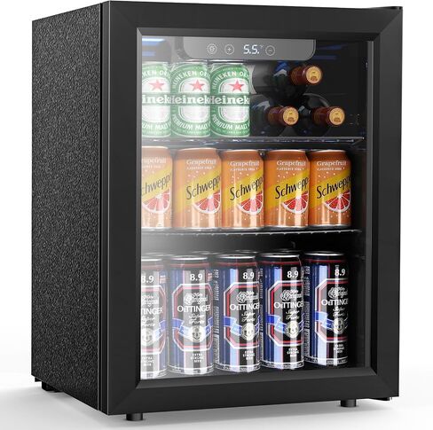 Joy Pebble Beverage Refrigerator Cooler 1.7 Cu.Ft, 16 Bottle 68 Can - Mini Fridge with Glass Door for Beer Drinks Wines,Freestanding beverage fridge with Adjustable Shelving in Saudi Arabia