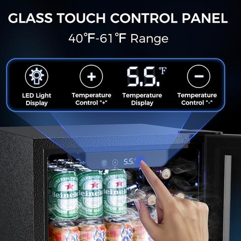 Joy Pebble Beverage Refrigerator Cooler 1.7 Cu.Ft, 16 Bottle 68 Can - Mini Fridge with Glass Door for Beer Drinks Wines,Freestanding beverage fridge with Adjustable Shelving in Saudi Arabia