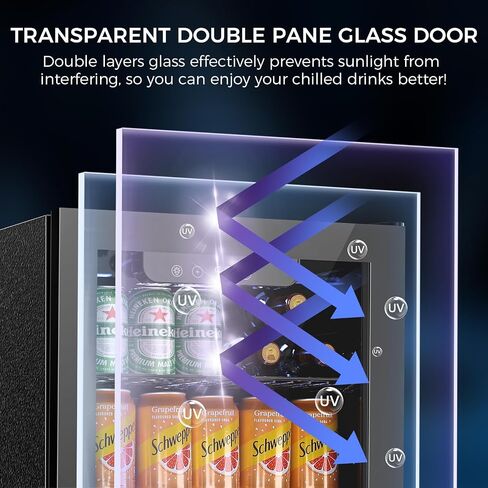 Joy Pebble Beverage Refrigerator Cooler 1.7 Cu.Ft, 16 Bottle 68 Can - Mini Fridge with Glass Door for Beer Drinks Wines,Freestanding beverage fridge with Adjustable Shelving in Saudi Arabia