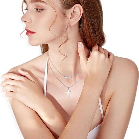 Faith Necklace,S925 Sterling Silver Faith Cross Necklaces for Women Girls Sterling Silver Birthstone Pendant Jewlery- Christian faith Script Over Fear Jewelry Gift in Kuwait