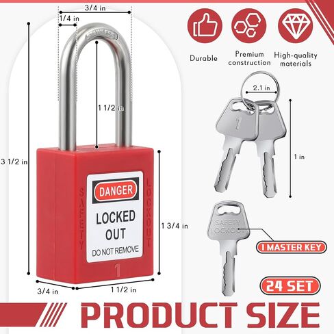 12 Set Red Lockout Tagout Locks Loto Locks Keyed Different Safety Lock, 2 Keys Per Lock, Lock Out Tag Out Padlocks for Electrical Lockout Tag Out Stations and Devices Kits in Saudi Arabia