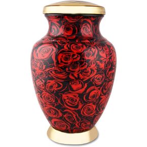 BOLD & DIVINE Beautiful Red Rose Small Keepsake Urns for Human and Pet Ashes | with Velvet Bag & Funnel - 1 Quantity