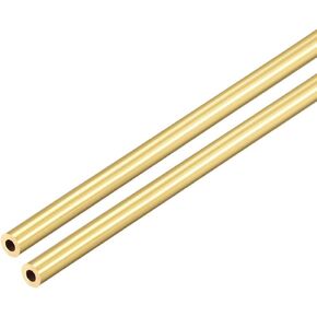 [2 Pcs] Brass Round Tube 300mm Length 7mm OD 2mm Wall Thickness, Metal Copper Seamless Straight Pipe Tubing for DIY Draft Hollow Decoration Frame Models Hobby
