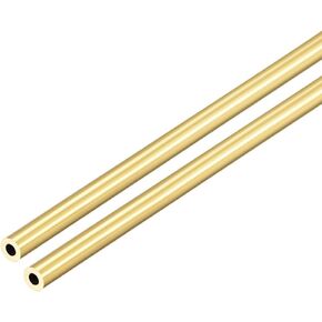 [2 Pcs] Brass Round Tube 300mm Length 7mm OD 2mm Wall Thickness, Metal Copper Seamless Straight Pipe Tubing for DIY Draft Hollow Decoration Frame Models Hobby