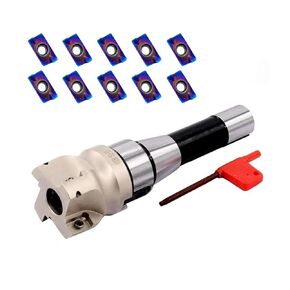 2inch R8-FMB22 Face Mill Arbor and BAP400R 50-22-4T 50mm/1.96" Face Milling Holder CNC End Mill Milling Shell Cutter with 10pcs APMT1604PDER R0.8 Shank Carbide Inserts