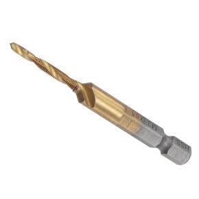 Combination Drill Tap Bit, M8 x 1.25 Thread Size 1/4" Shank, Titanium Coated High Speed Steel Long Tools - (Applications: for Aluminum Stainless Steel Plastic Long), 2-Pieces