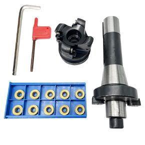 10pcs RPMT1204 DP5320 Carbide Alloy Inserts+EMRW 6R 50-22 Face Milling Cutter Holder +R8-FMB22-7/16 Shank Face Shell Mill Arbor, Used for Machining of The Workpiece on The Milling Machine