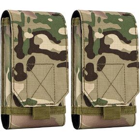 bvya 2 Pack Large Tactical Molle Phone Holster Pouch Belt Carrying Case Cover for iPhone 15 Pro Max/15 Pro/15 Plus/15/14 Pro Max/13 Pro Max/12 Pro Max/11 Pro Max and Other 4.7"-6.9" Smartphones
